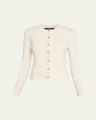Toccin Elise Crewneck Cable-Knit Cardigan