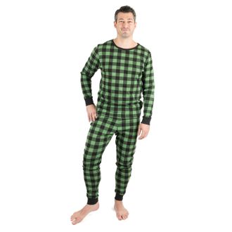Leveret Christmas Mens Two Piece Cotton Pajamas Plaid