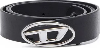 Diesel 2.9cm leather belt with oval d logo - Belts - Man - Black