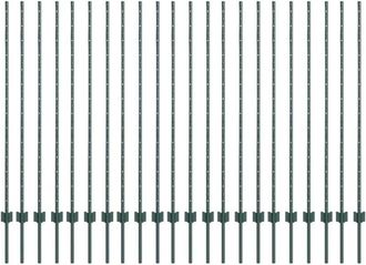 vidaXL Vidaxl - Green Fence Posts 22 pcs Green Steel