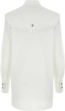 Alessandra Rich Womens Ruffle-Collar Poplin Shirt Dress White Cotton