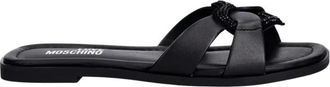 Love Moschino Leren Slippers - Dames - Sandalen - Zwart - 41 EU - Leer - Schoenen
