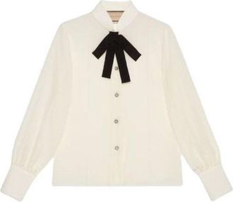 Gucci (WMNS) Gucci Silk Crepe De Chine Shirt Ivory 771808-ZAAOG-9136