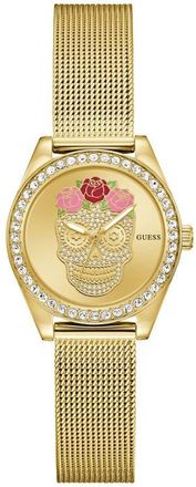 Guess Day of the Dead Goldtone Mesh Strap Watch, 30mm in Gold Tone at Nordstrom