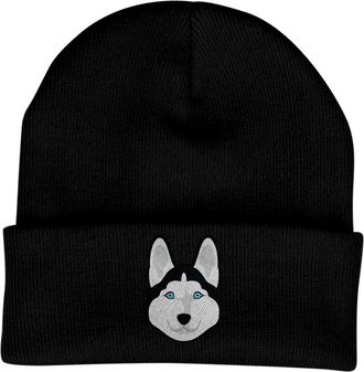 Bang Tidy Clothing Husky Beanie Hat - Dog Lovers Gifts for Women - Winter Hats for Women - Knitted Wooly Ladies Hats - Dog Walking Accessories - Embroidered Gifts for Do