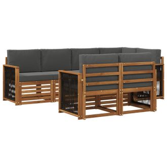 vidaXL Conjunto De Sof&aacute; Seccional Con Coj&iacute;n 6 Pcs Natural Y Antracita Vidaxl