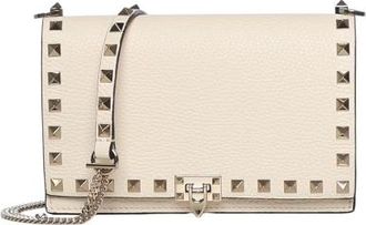 Valentino Garavani Rockstud Mini Bag With Chain In Grained Calfskin