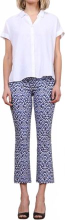 Avenue Montaigne Leo Flare Cut Leg Pants In Ikat Blue