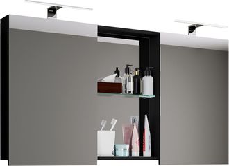 ebuy24 Armario De Ba&ntilde;o Vcm Atemporal Dimensiones Aprox. Al. 59 X An. 112 Cm T. 12 Cm Dos Puertas Giratorias Con Compartimento De Almacenamiento Armario De Es