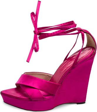 Saint Laurent 120 mm satijnen sandalen - Roze