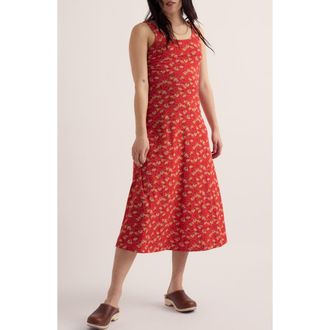 Seasalt Cornwall Sun Gleam Sleeveless Stretch Organic Cotton Jersey Midi Dress in Beach Blooms Carnelian at Nordstrom, Size 14