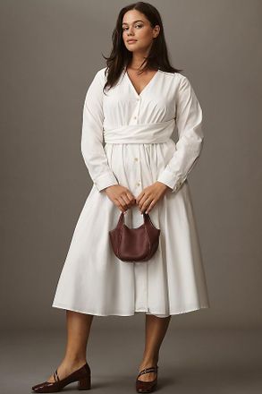 Hutch Long-Sleeve V-Neck Midi Shirt Dress
