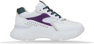 Hogan Leren Vetersneakers met Geperforeerde Details - Dames - Sneakers - Wit - 37 EU - Leer - Schoenen
