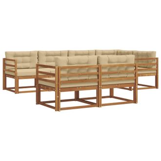 vidaXL Conjunto De Sof&aacute;s De Exterior Con Coj&iacute;n 7 Pcs Natural Y Beige Vidaxl