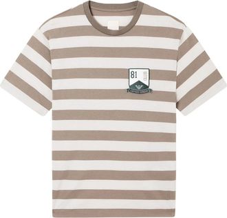 Emporio Armani Gestreept katoenen T-shirt - Heren - T-shirts - Beige - XL - Katoen - Tops