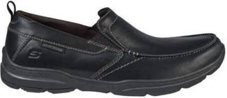 Skechers Mens Air Cooled Memory Foam Leather Slip-On Shoes In Black