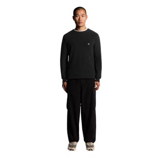 Lyle & Scott Herentrui met geribde mouwen en raglanpas (Zwart ijs)