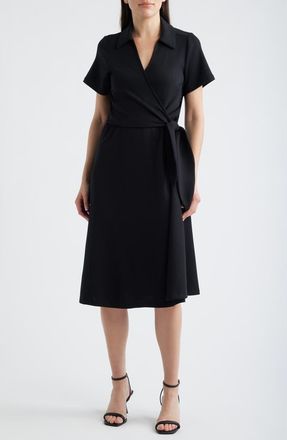 Spanx AirEssentials Midi Shirtdress in Very Black at Nordstrom, Size X-Small