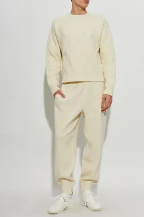 Lanvin Wool Trousers, Mens, Cream