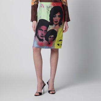 Versace Printed silk twill midi skirt