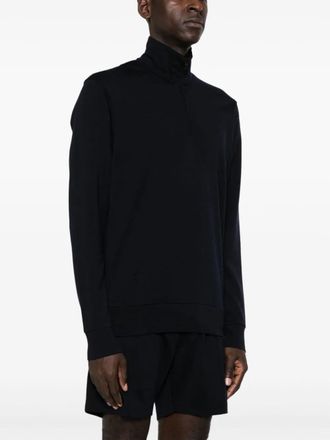 Orlebar Brown Half-Zip Wool Sweater - midnight blue