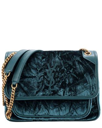 Saint Laurent Niki Chain Flap Bag Matelass&eacute; Chevron Velvet Baby (Authentic Pre-Loved)