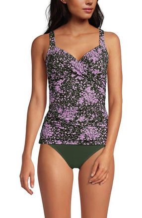 Lands End Wrap Underwire Tankini Top Swimsuit in Orchid Meadow Ditsy Floral at Nordstrom, Size 12