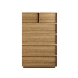 STILVORA C&oacute;moda Con 6 Cajones, Mueble De Almacenaje Sin Tiradores Para Dormitorio Y Recibidor, Mdf, Roble, 80&times;48&times;127 Cm