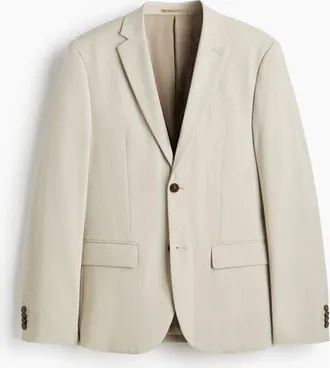 H&M Slim Fit Single-breasted Jacket in Beige at Nordstrom, Size 46