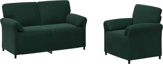 vidaXL Juego De Sof&aacute; 2 Uds. Verde Oscuro Terciopelo Vidaxl