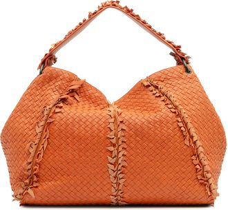 Bottega Veneta Pre-owned Womens Woven Leather Hobo Bag - Coral - One Size