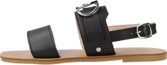 Liu Jo Stijlvolle platte sandalen - Dames - Sandalen - Zwart - 37 EU - Leer - Schoenen