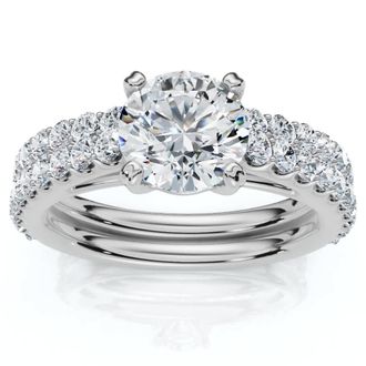 Pompeii3 Certified 2 3/4Ct Diamond Engagement Wedding Ring Set 14k Gold Lab Grown