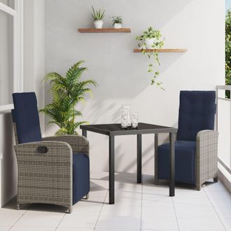 Berkfield Home 3 Piece Garden Dining Set Grey Poly Rattan