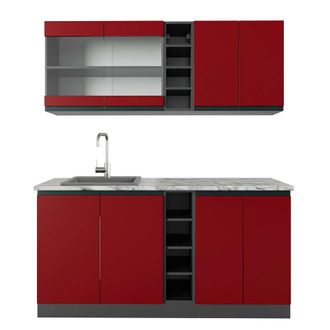 Vicco Cocina Vers&aacute;til R-line, Rojo/antracita, 160 Cm, Et M&aacute;rmol