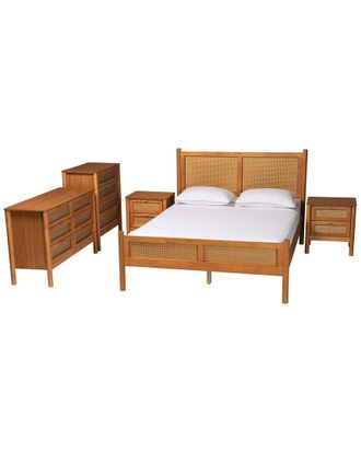 Baxton Studio Jenn Japandi 5Pc Queen Size Bedroom Set