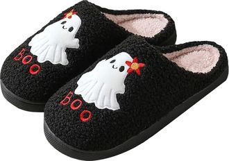 Generic Ghost Face Slippers Womens Halloween Slippers Ladies Festival Slipper Cute Boo Slipper Winter Fuzzy Sliders Super Soft Home Shoes Daily Wear Casual Sl