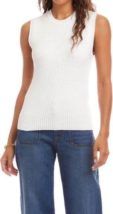 Karen Kane Ribbed Sweater Tank In Off White