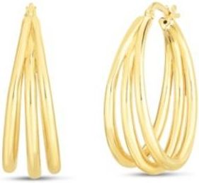 Roberto Coin Roberto Coin 18K Yellow Designer Gold Graduated Thin Triple Hoop Earrings - 6740625Ayer0