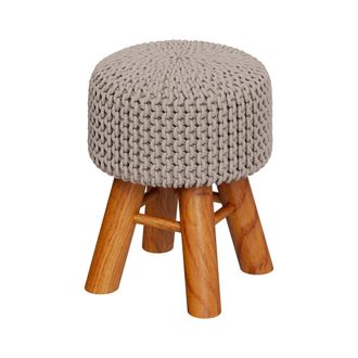 Rendez-Vous D&eacute;co Taburete Peque&ntilde;o De Punto Lisa Gris Claro