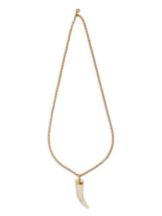 Luisa Spagnoli horn-pendant necklace - women - Brass/Buffalo Bone - One Size - Gold