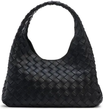 Bottega Veneta Small Campana Intrecciato Leather Shoulder Bag in Black-Brass at Nordstrom
