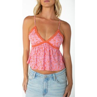 Roxy Coastal Sun Floral Babydoll Camisole in Camellia at Nordstrom, Size X-Large