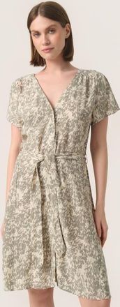 Soaked In Luxury SLSylvia V-neck Short Sleeve Belt Dress in Shadow Drop Print at Nordstrom, Size Xx-Large