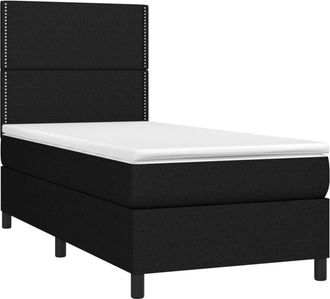 vidaXL Cama Box Spring Colch&oacute;n Y Luces Led Tela Negro 80x200 Cm Vidaxl