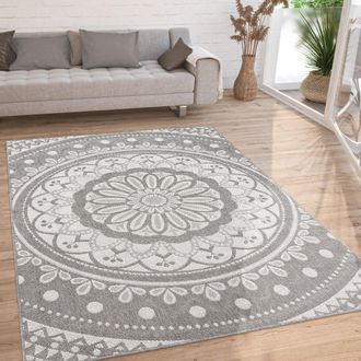 Paco Home Paco Home - Alfombra Salon De Habitacion Cocina Exterior Terraza Jardin Oriental Marroqui Gris, 200x280 Cm