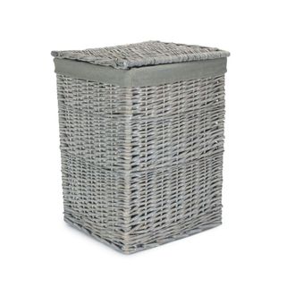 Red Hamper Grey Wash Square Laundry Basket with Grey Sage Lining | Size: Large