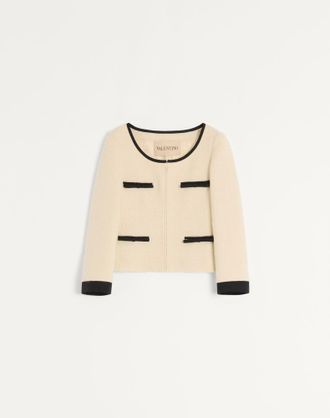 Valentino Giacca In Plain Wool Tweed Donna MANDORLA/NERO 36