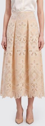 Elie Saab Gonna midi a ruota in pizzo sangallo a vita alta con motivo etnico