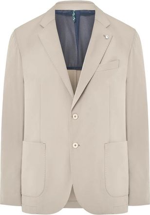 L.B.M. 1911 Technische Stoffen Jas - Heren - Blazers - Beige - M - Polyester - Jassen